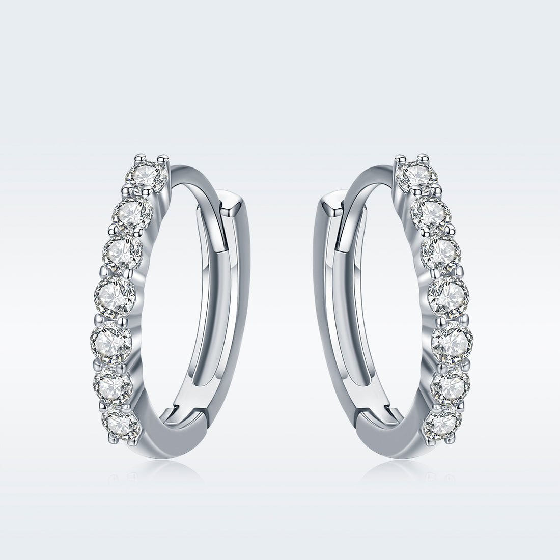CZ Pave Huggie Hoop Earrings – Silver