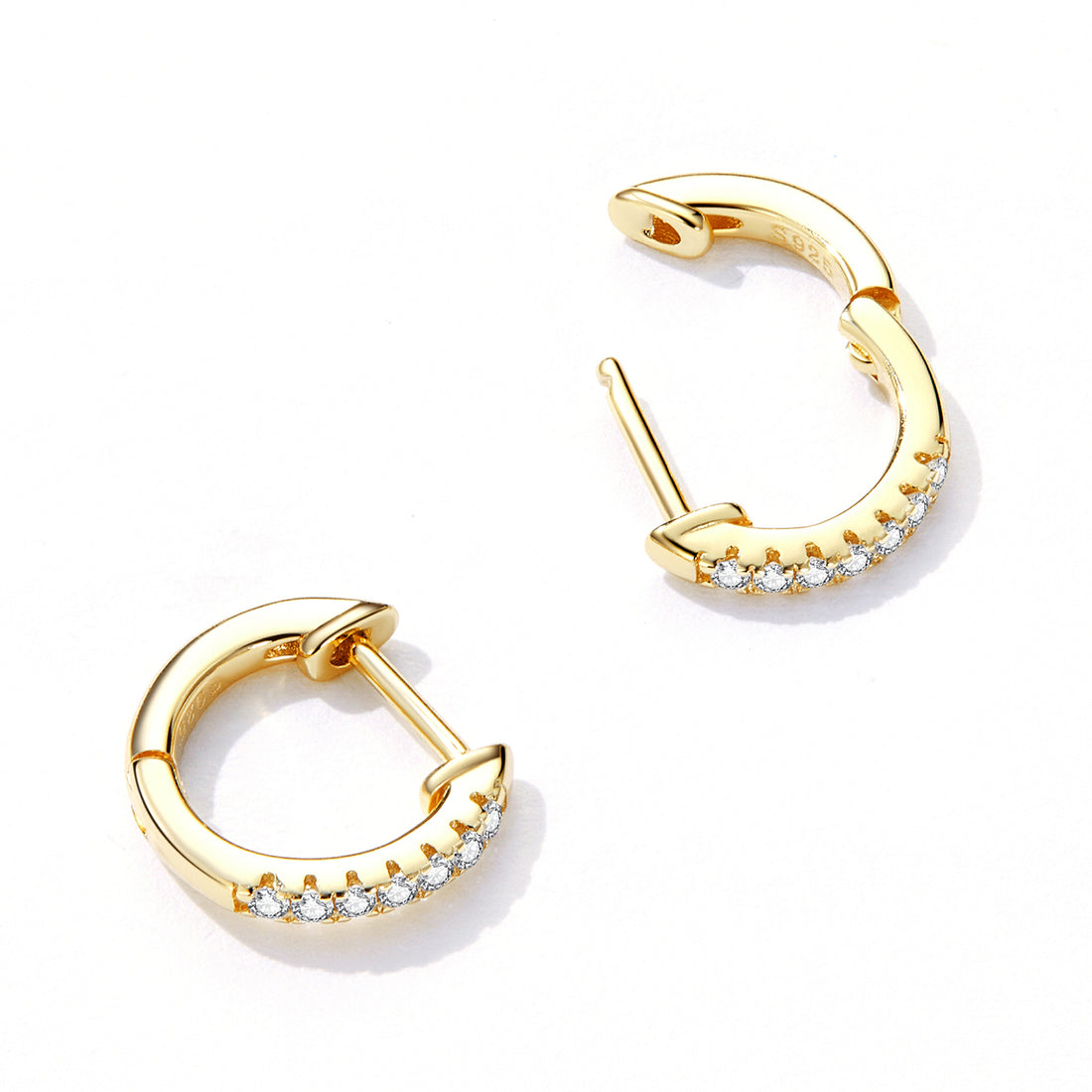 CZ Pave Huggie Hoop Earrings – Gold