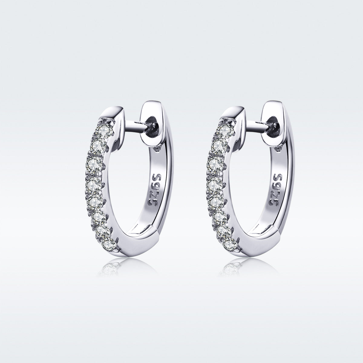 CZ Screw-Back Huggie Hoop Earrings