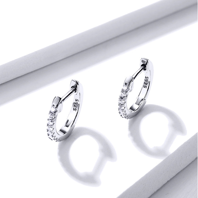 CZ Screw-Back Huggie Hoop Earrings