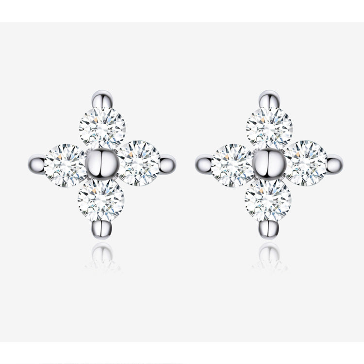 Cluster CZ Floral Stud Earrings