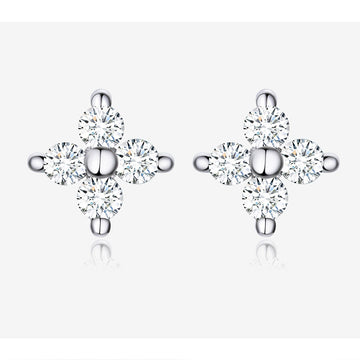 Cluster CZ Floral Stud Earrings