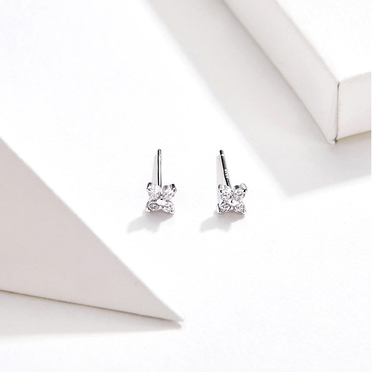 Cluster CZ Floral Stud Earrings
