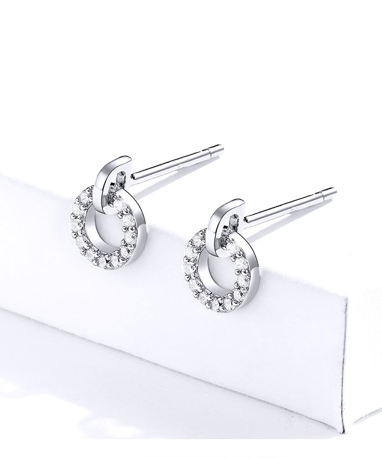 CZ Circle Drop Stud Earrings