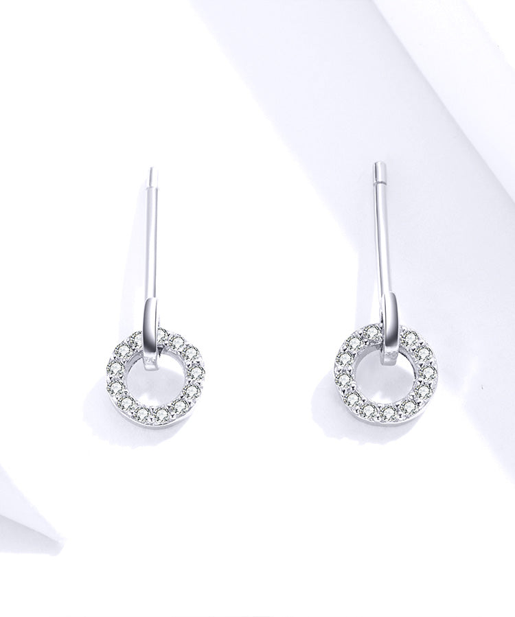 CZ Circle Drop Stud Earrings