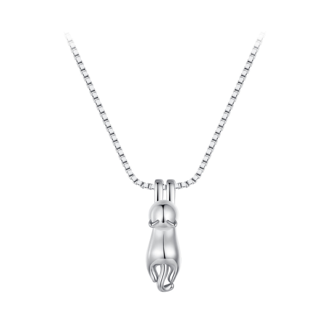 Silver necklace with a unique pendant on a white background