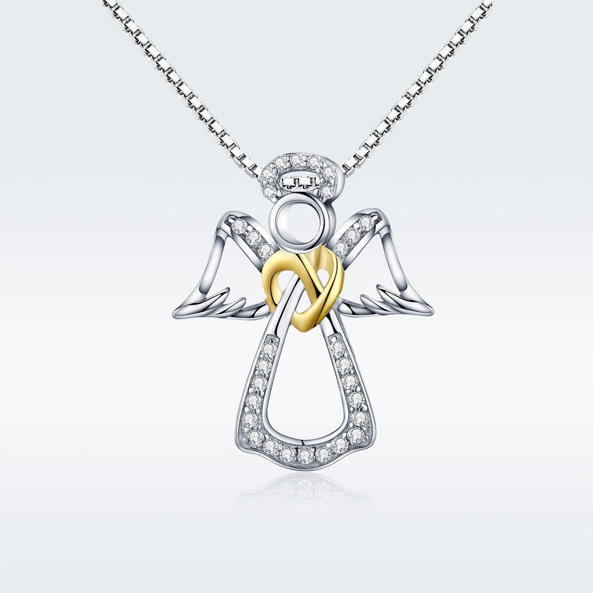 Infinity Heart Angel Pendant Necklace