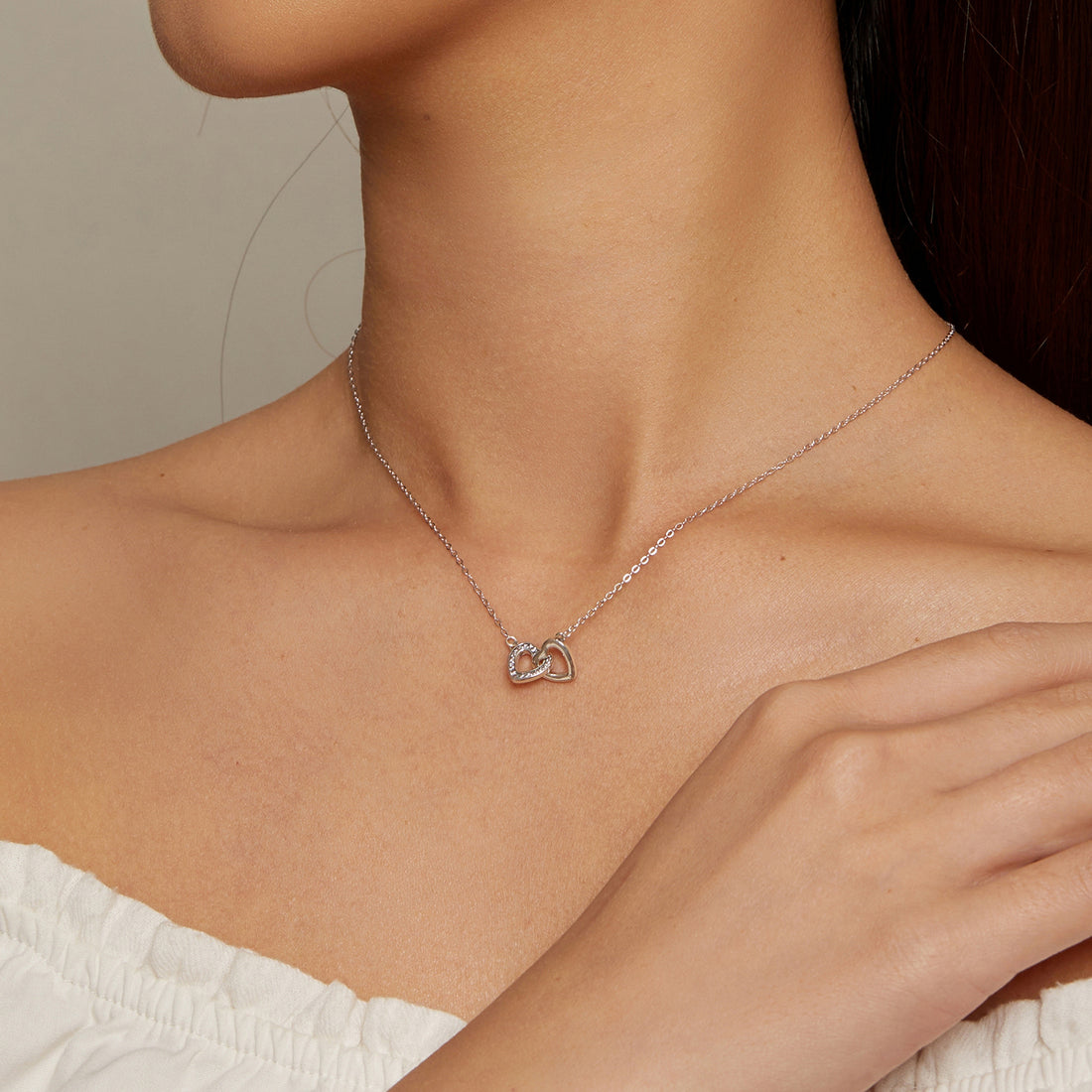 Double Heart Interlock Necklace