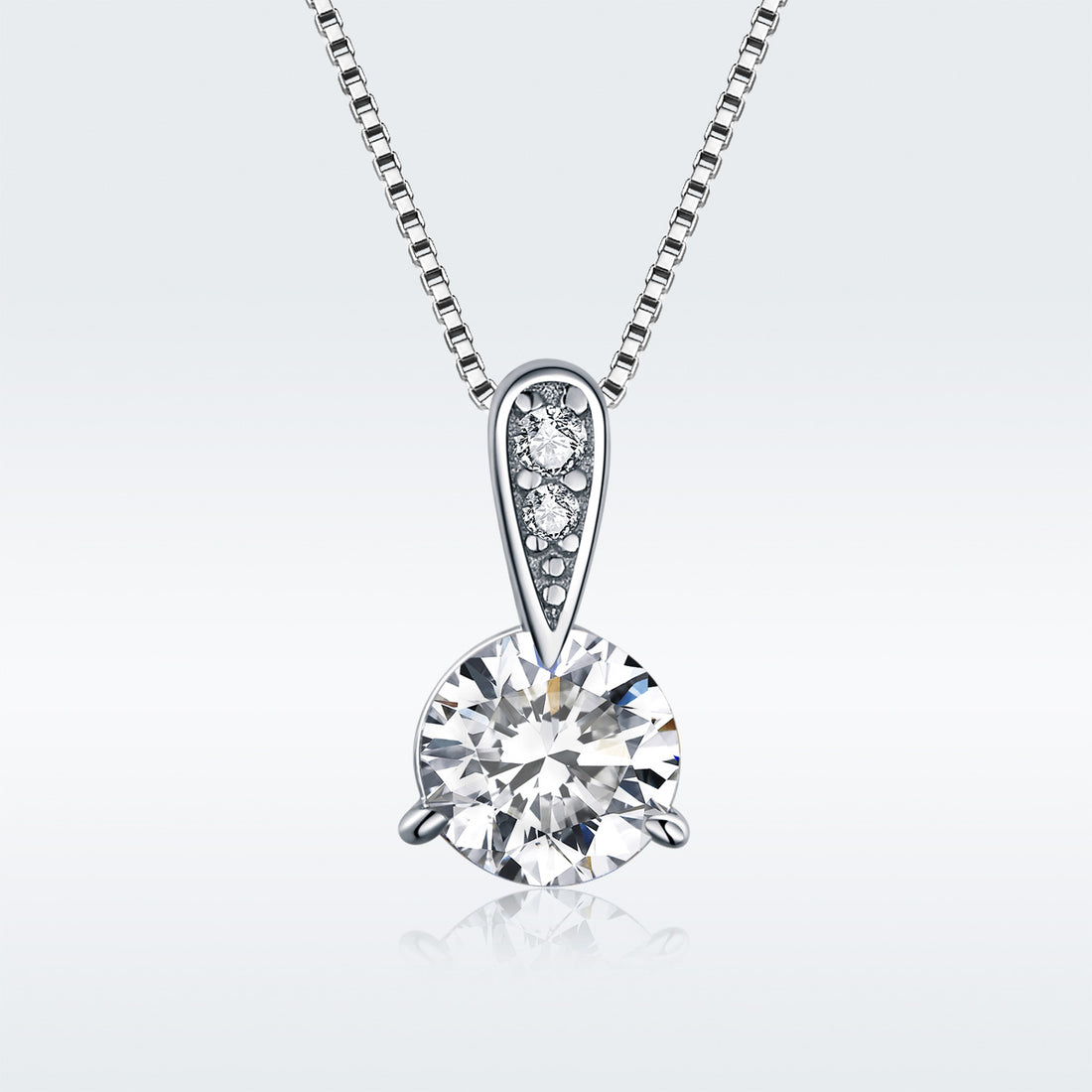 Diamond necklace on a light gray background
