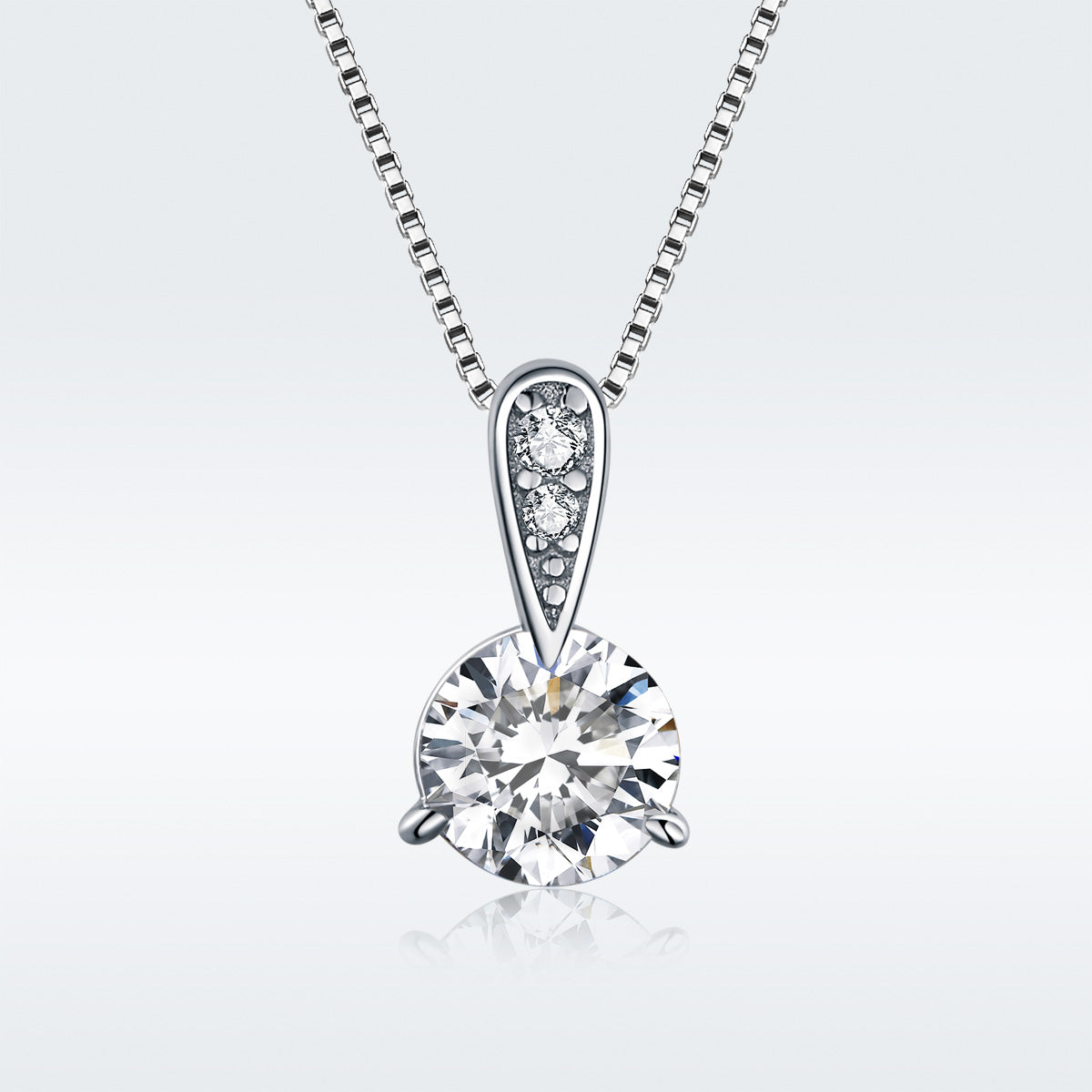 Diamond necklace on a light gray background