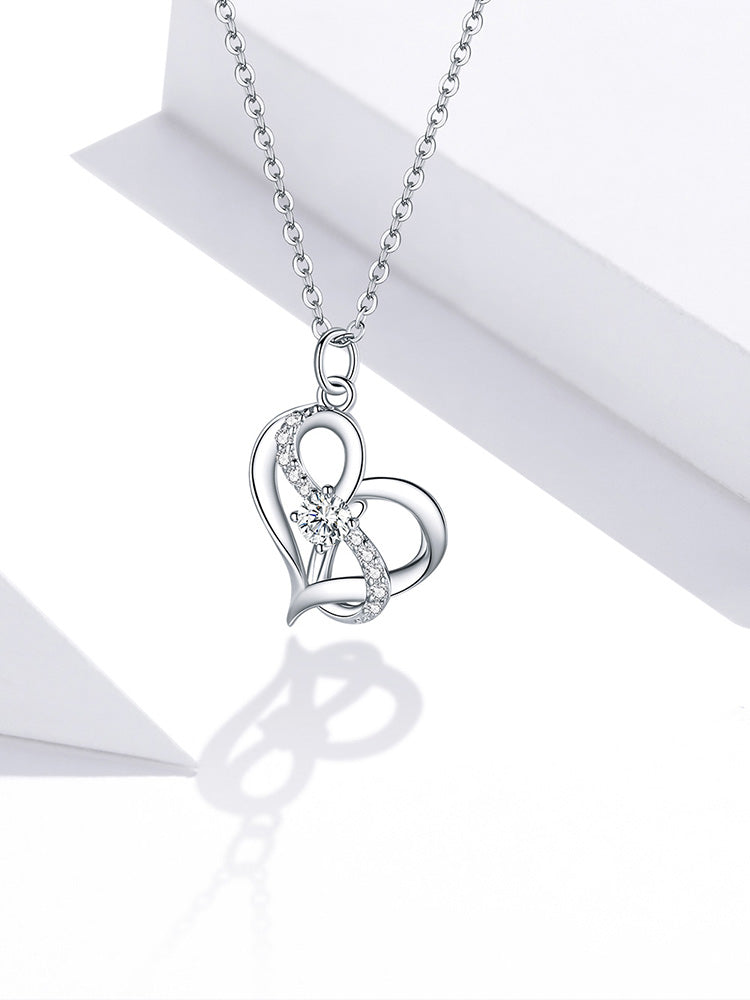 Infinity Heart Bow Necklace