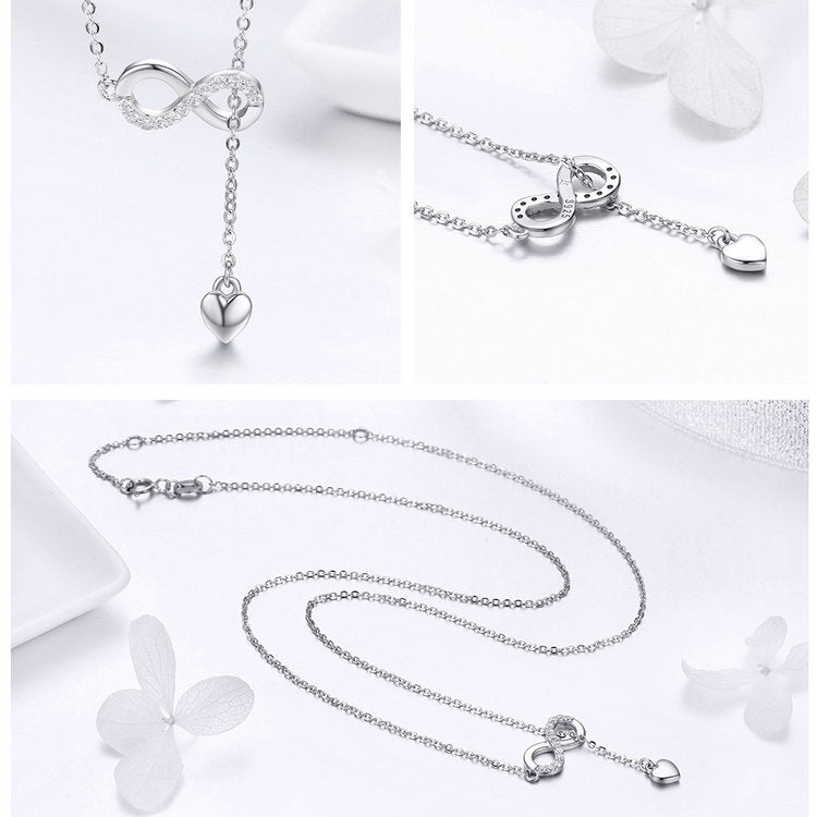 Infinity & Dangling Heart Necklace