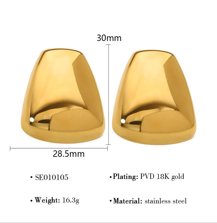 Gold Dome Chunky Stud Earrings