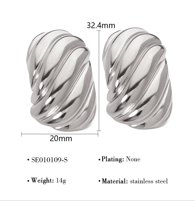 Silver Rope Dome Earrings