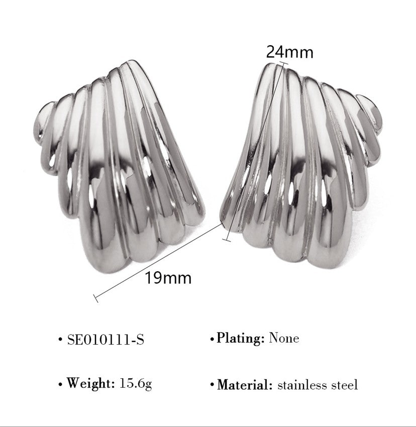Silver Fan Folded Earrings