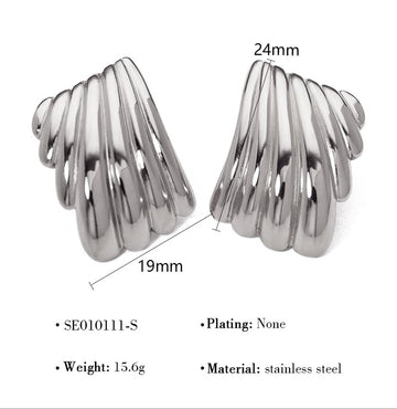 Silver Fan Folded Earrings