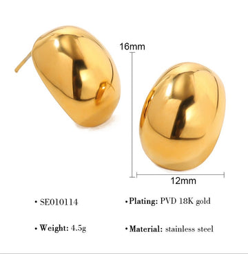 Mini Gold Oval Studs