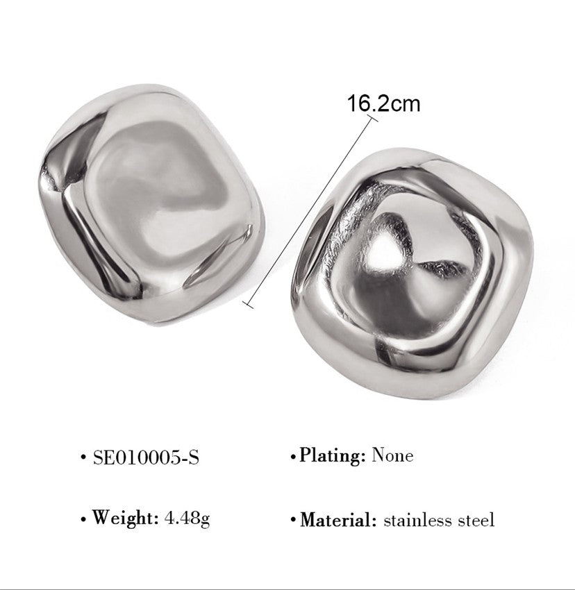 Silver Irregular Square Studs