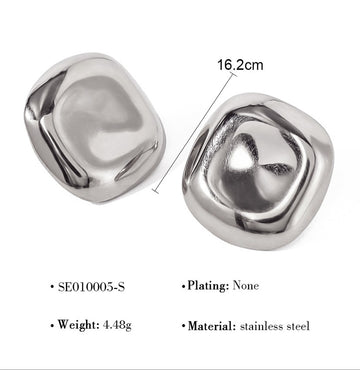 Silver Irregular Square Studs