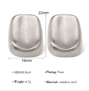 Silver Curved Rectangle Studs