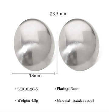 Silver Smooth Oval Studs