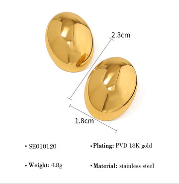 Gold Disc Ripple Stud Earrings