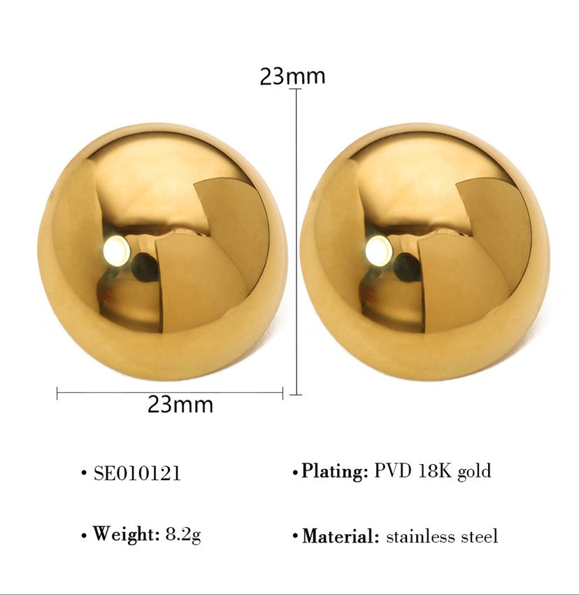 Glossy Dome Stud Earrings