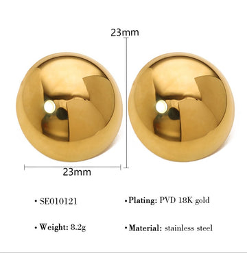 Glossy Dome Stud Earrings