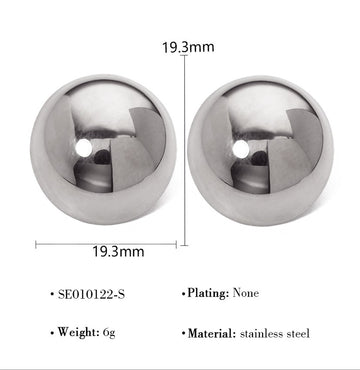 Polished Steel Ball Stud Earrings