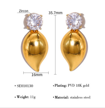 Crystal Teardrop Gold Studs