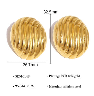 Ribbed Oval Dome Earrings