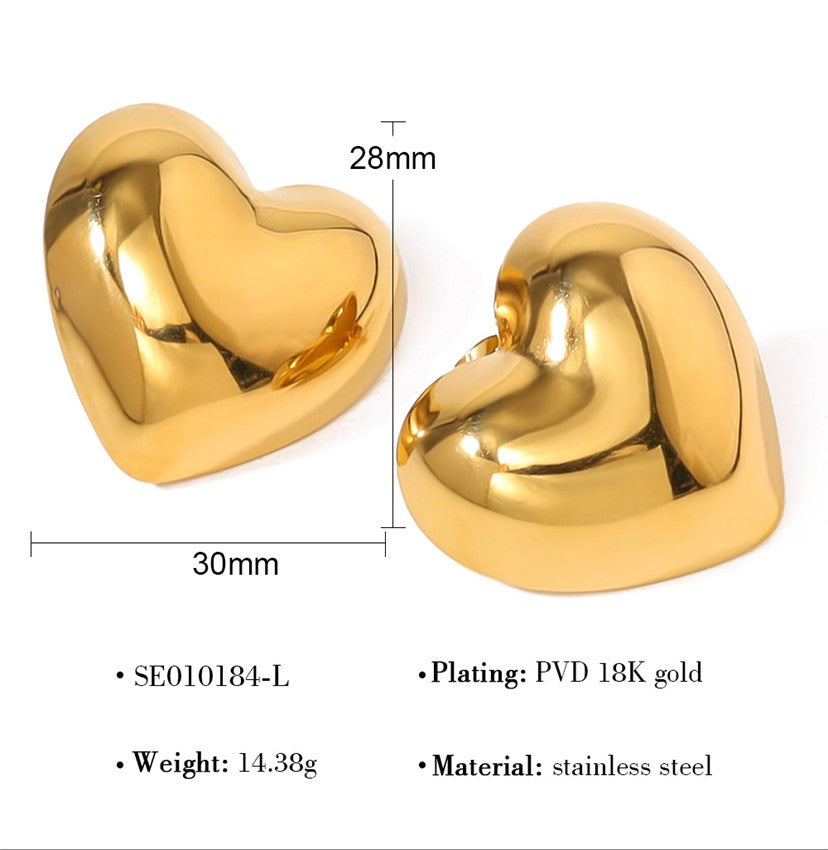 Puffed Asymmetrical Heart Studs