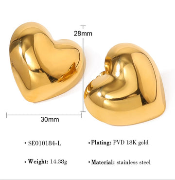 Puffed Asymmetrical Heart Studs