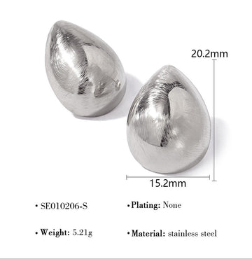 Silver Teardrop Pebble Studs