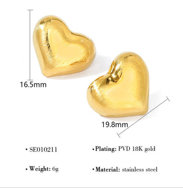 Mini Puffy Gold Heart Studs
