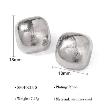 Silver Cushion Stud Earrings