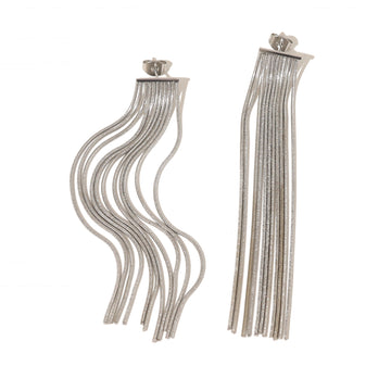 Flowing Fringe Earrings  Silver