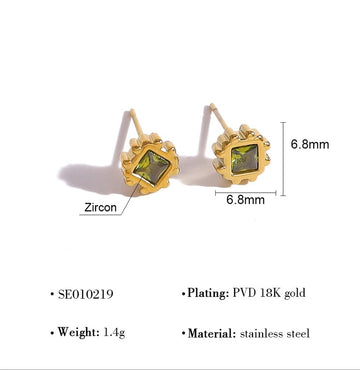 Green Gem Starburst Studs