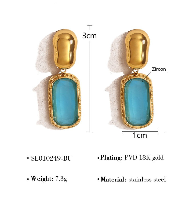 Sky Blue Gem Drop Earrings