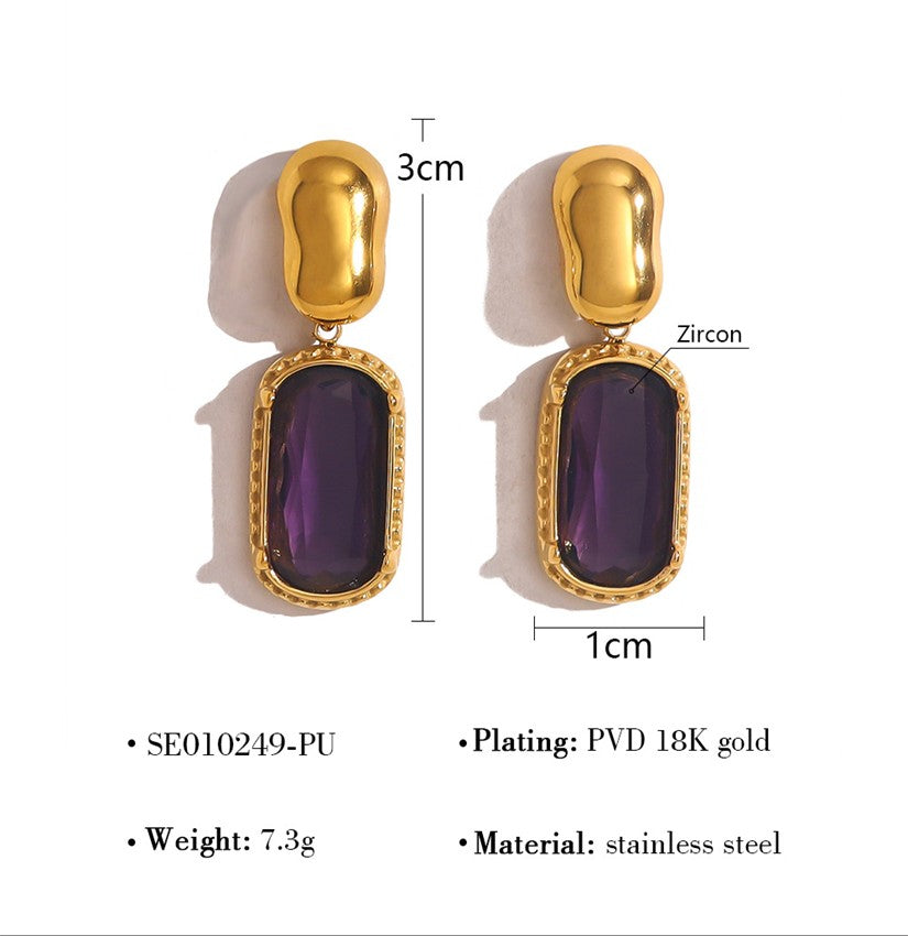 Violet Gem Drop Earrings