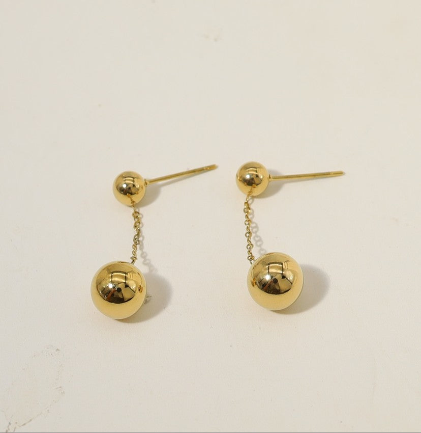 Double Ball Gold Stud Earrings