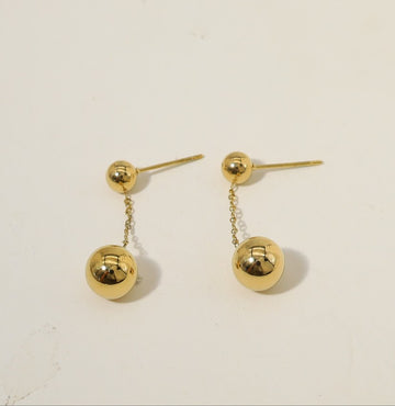 Double Ball Gold Stud Earrings