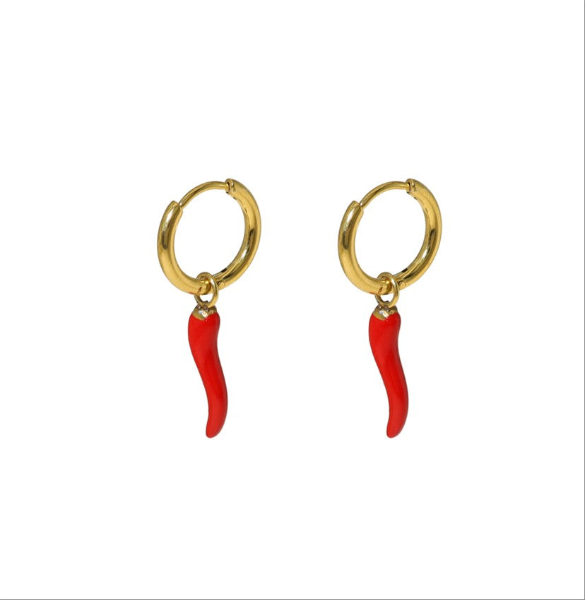 Chilli Charm Hoop Earrings