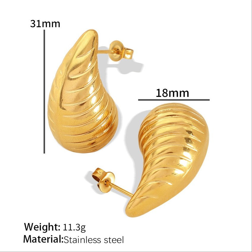 Retro Shell Swirl Earrings – Bright Gold