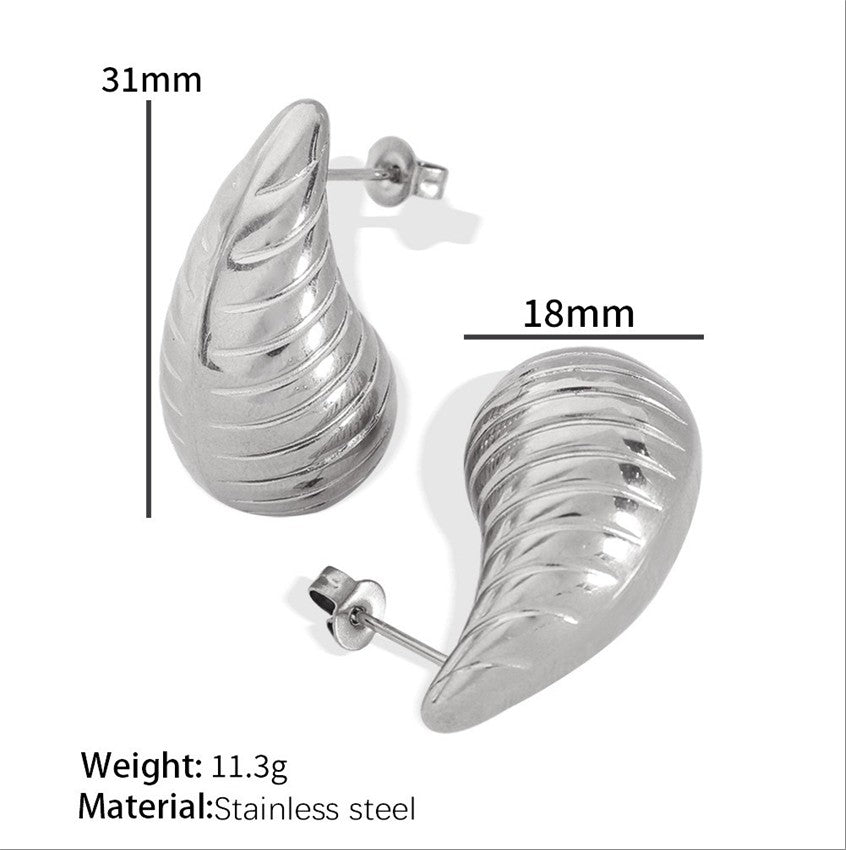 Retro Shell Swirl Earrings – Silver Finish