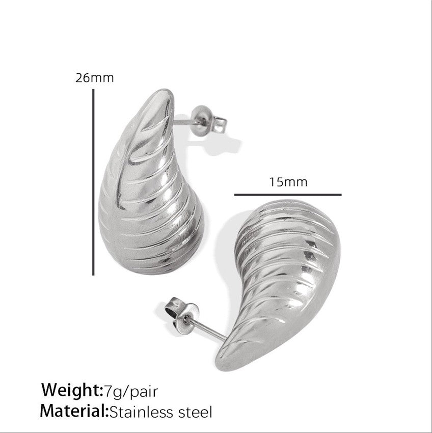 Bold Textured Wave  Earrings – Silver