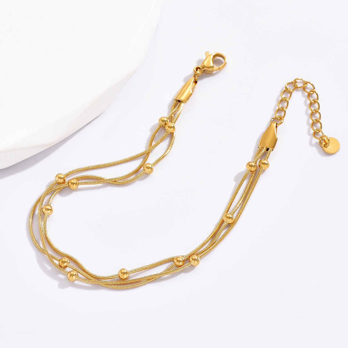 Triple Strand Beaded Chain Bracelet