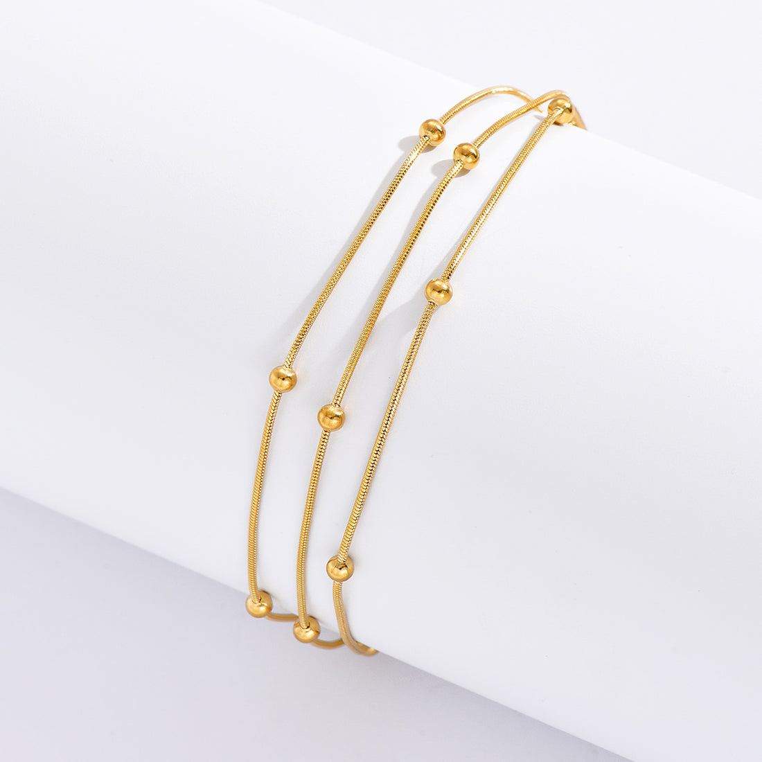 Triple Strand Beaded Chain Bracelet