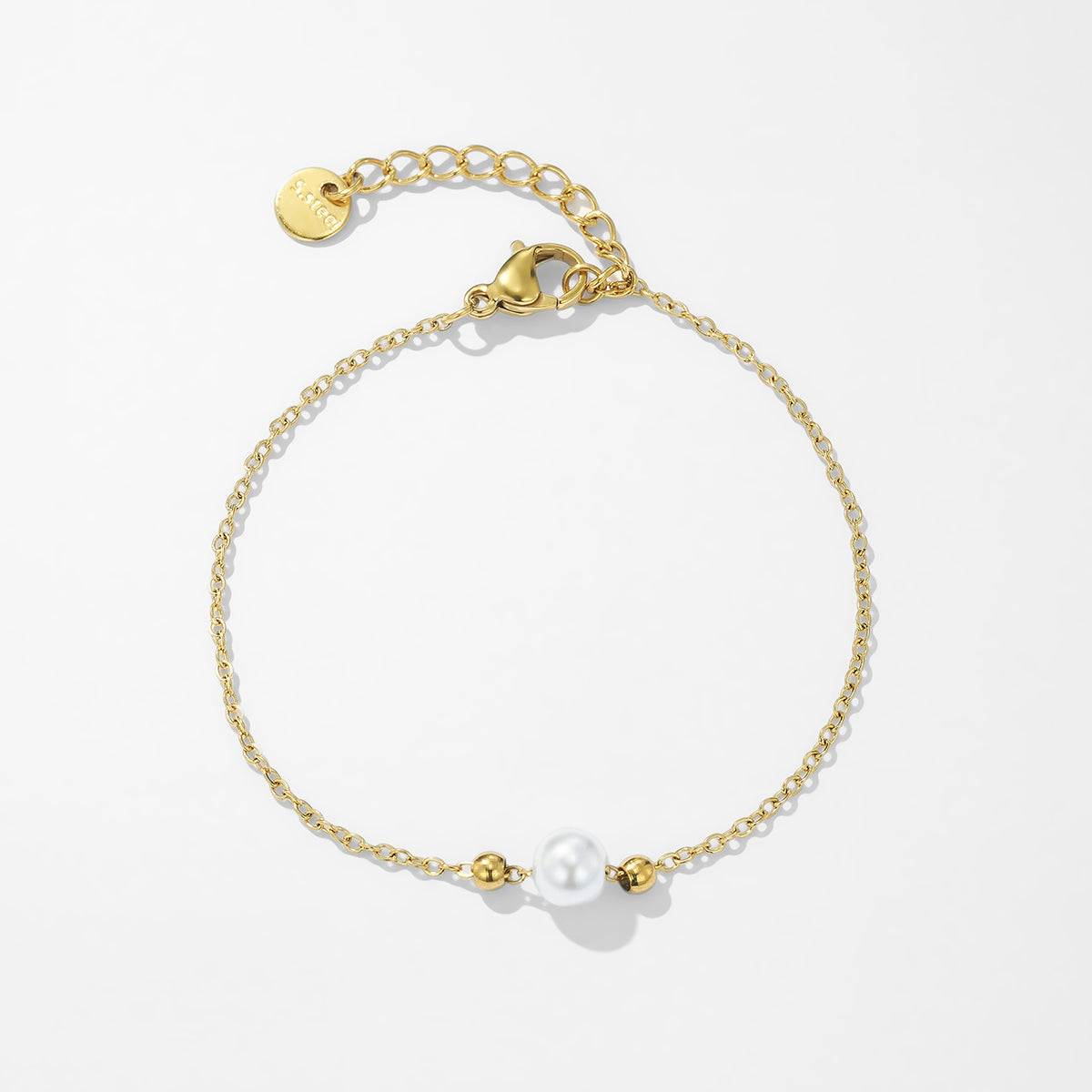 Gold Chain Single Pearl Bracelet