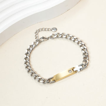 Two-Tone Cross ID Bracelet